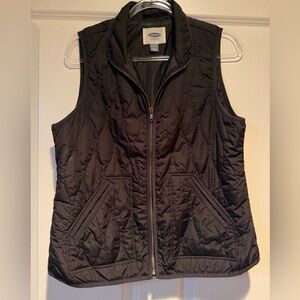 Old Navy Dark Black Quilted Vest with Pockets